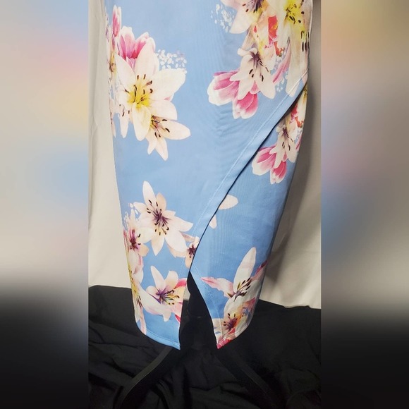 Women's Light Blue Scuba Kimono Style Dress - Picture 3 of 7